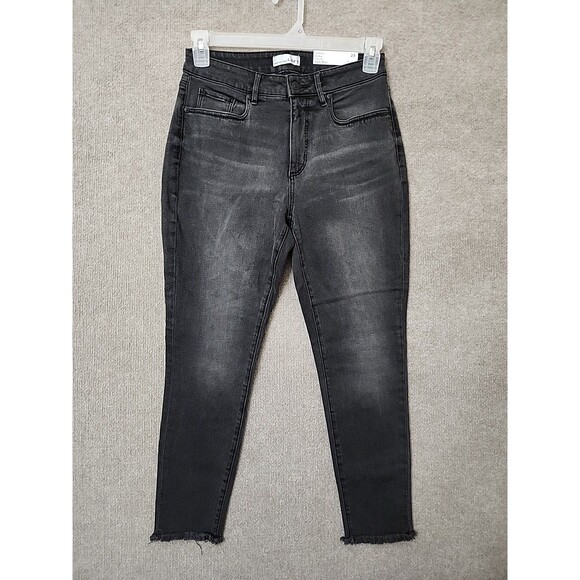 Loft Curvy Fit Skinny Jeans Womens 29 8 Black Raw Hem Stretch NEW - Picture 1 of 10
